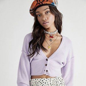 NWT Free People Coffee Date Cardigan in Purple (S)